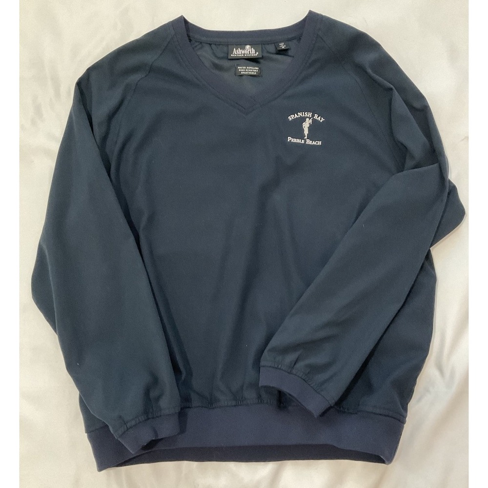 Ashworth Weather System Spanish Bay Pebble Beach Navy V Neck Pull Over 17